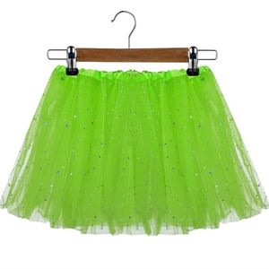 Lime green tulle skirt with silver stars (one size fits most)